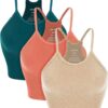 3 Pack Seamless Rib-Knit Camisole Crop Tank Top