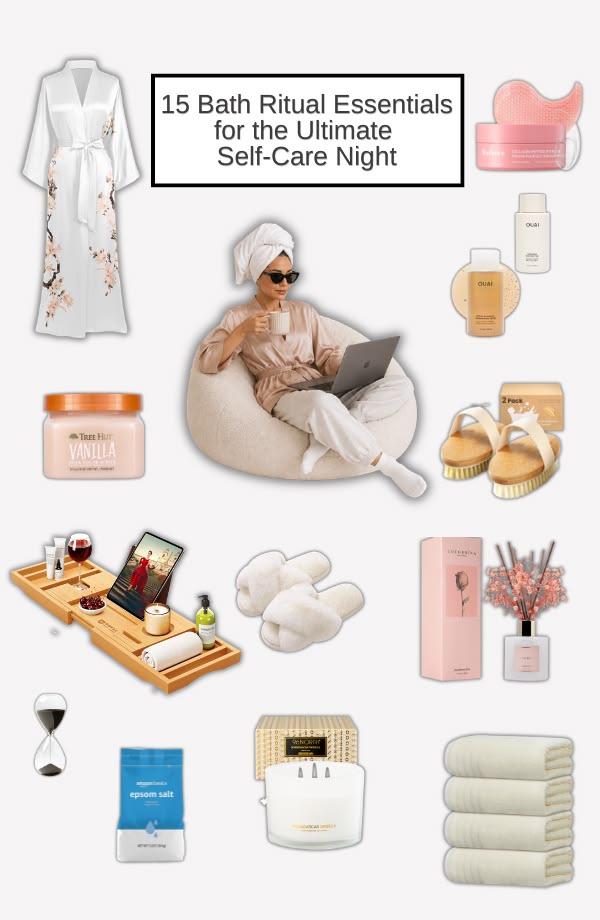 A woman preparing her at home spa bath essentials 