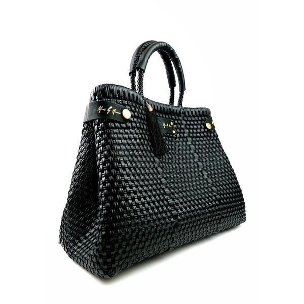 Less Pollution Black Convertible Tote Handbag