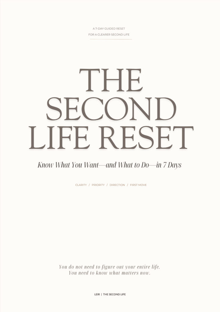 The Second Life Reset free 7-day workbook for designing your next chapter