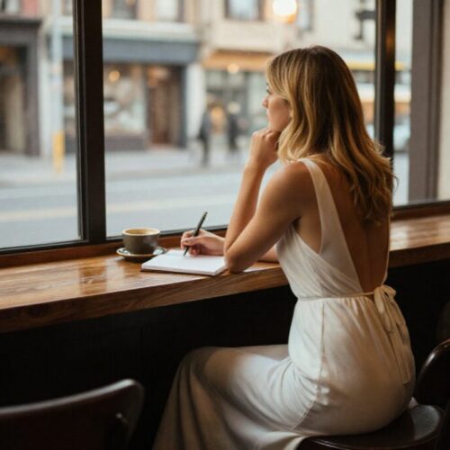A woman at a coffee shop wondering How to Find Yourself Again When You Feel Lost